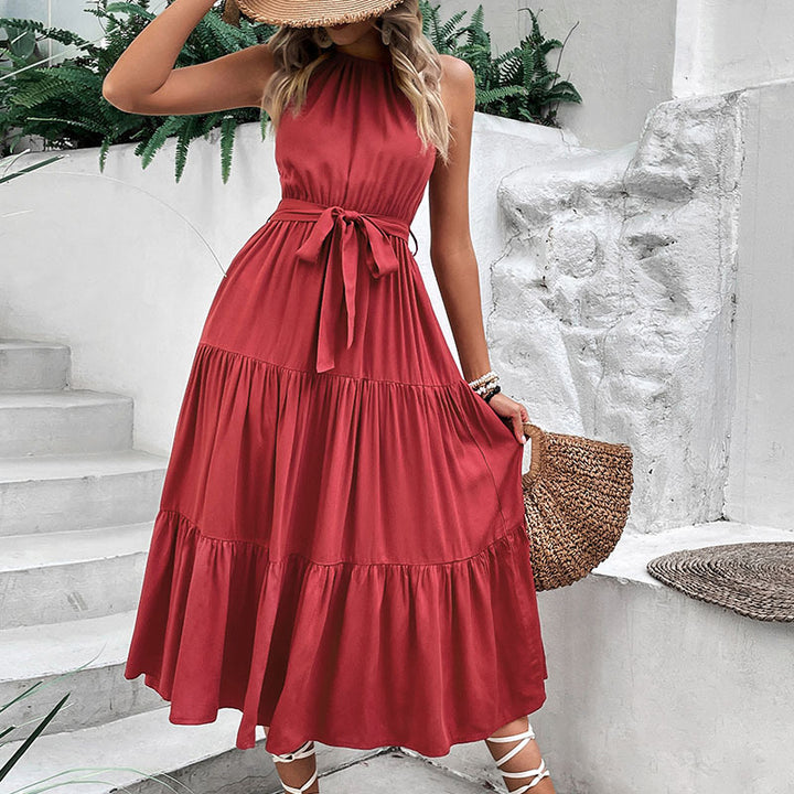 Made You Look Tie Belt Tiered Midi Dress