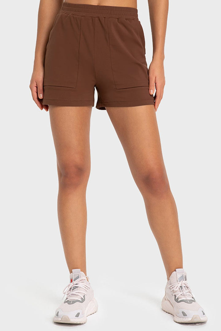 Sporty & Spirited Elastic Waist Sports Shorts with Pockets