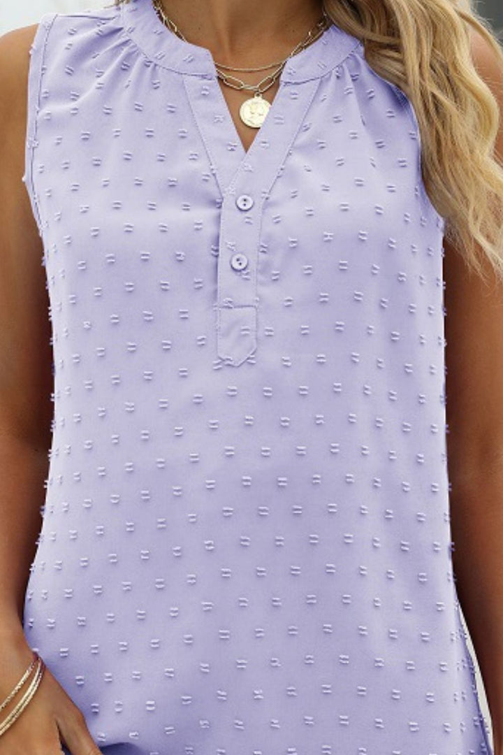 What I Want Swiss Dot Notched Neck Tank