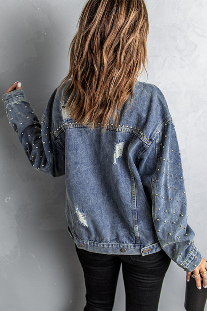 Coyote Ugly Studded Button Down Denim Jacket