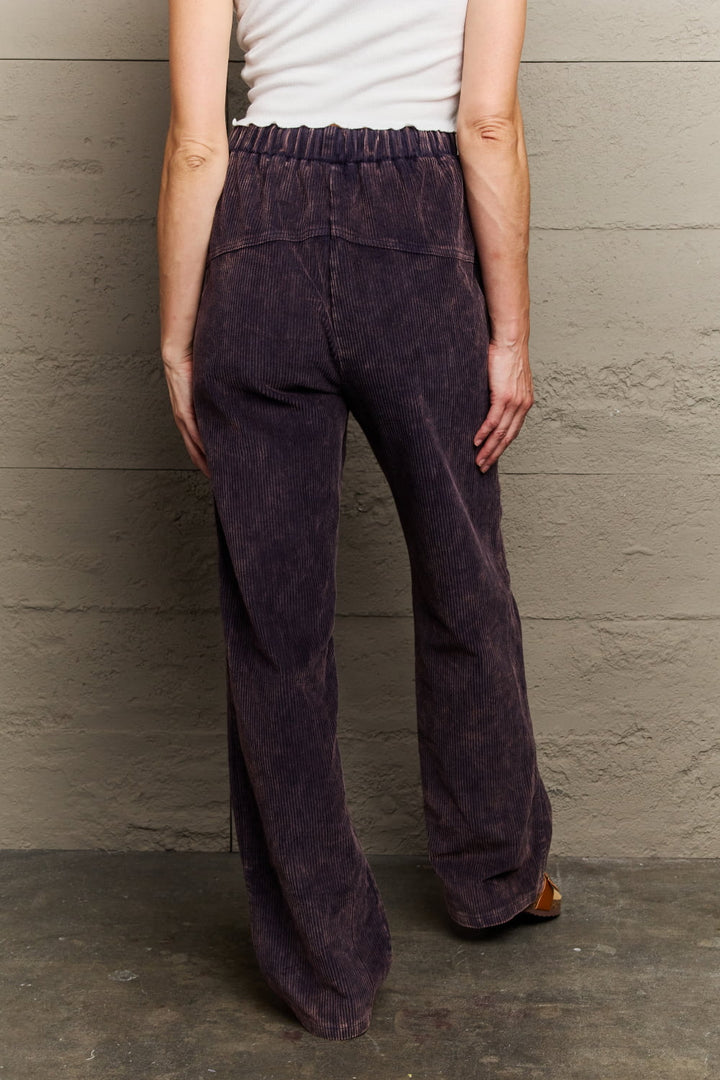 POL Leap Of Faith Corduroy Straight Fit Pants in Midnight Navy