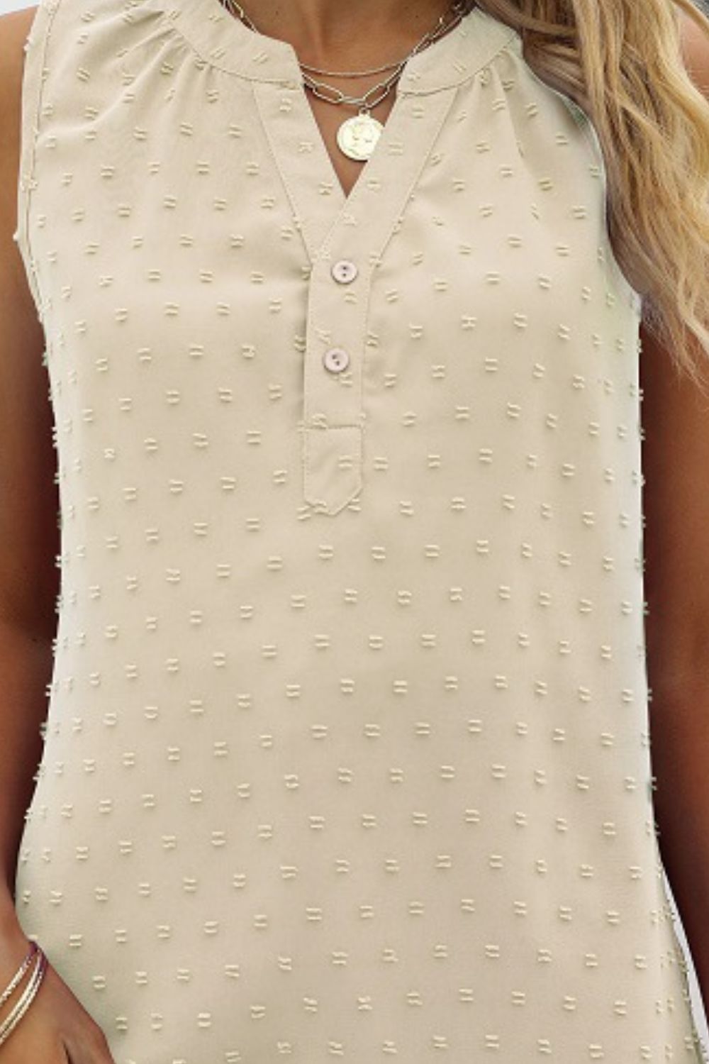 What I Want Swiss Dot Notched Neck Tank