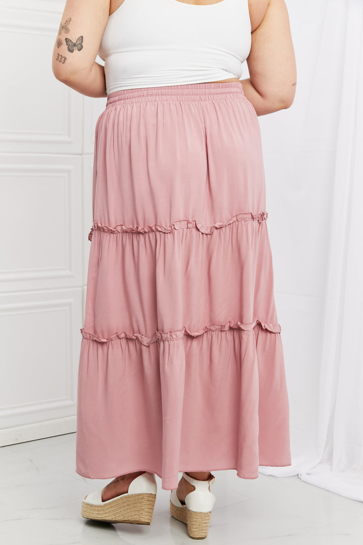 Pop Of Pink Zenana Summer Days Full Size Ruffled Maxi Skirt