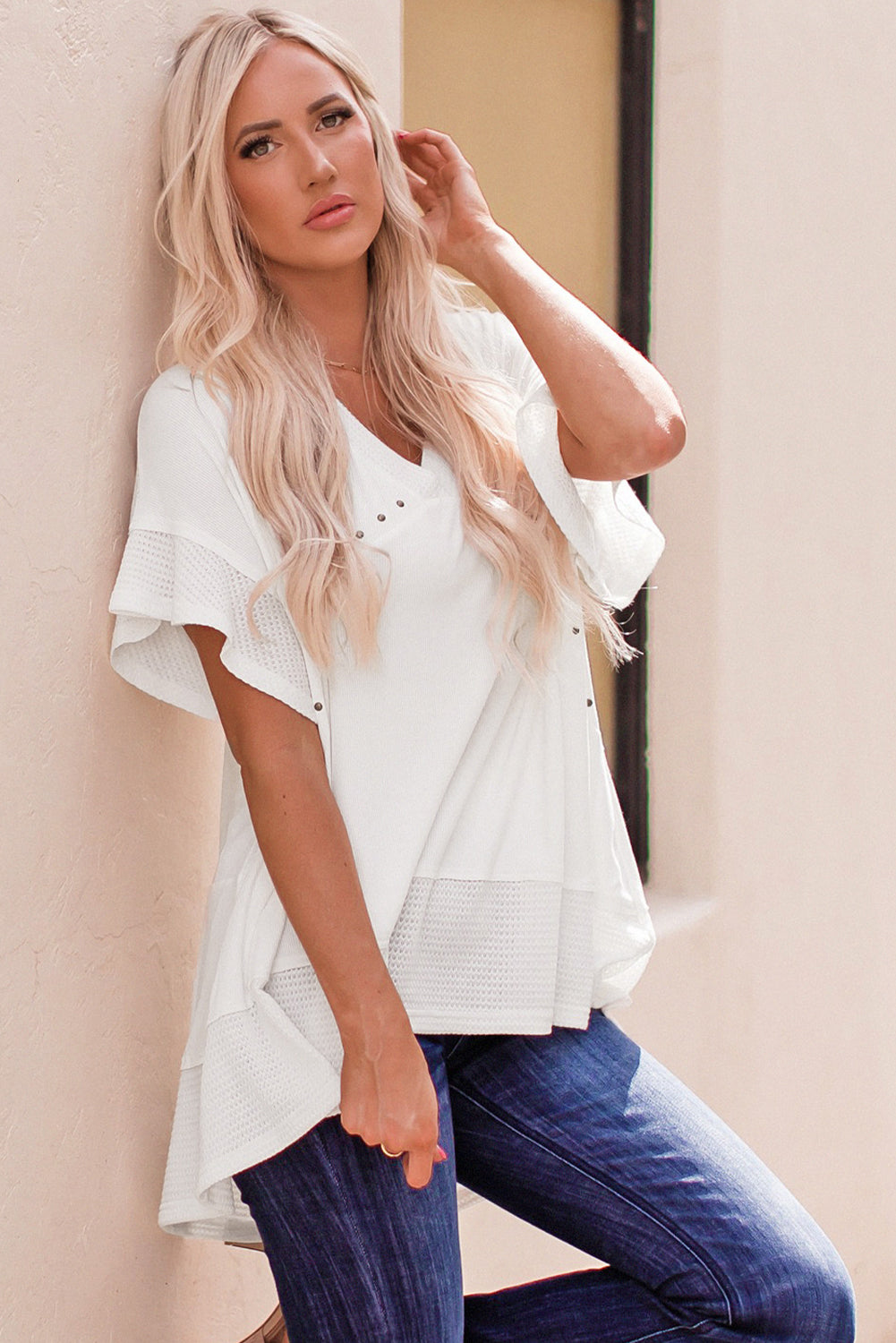 White Out Flutter Sleeve High-Low Top