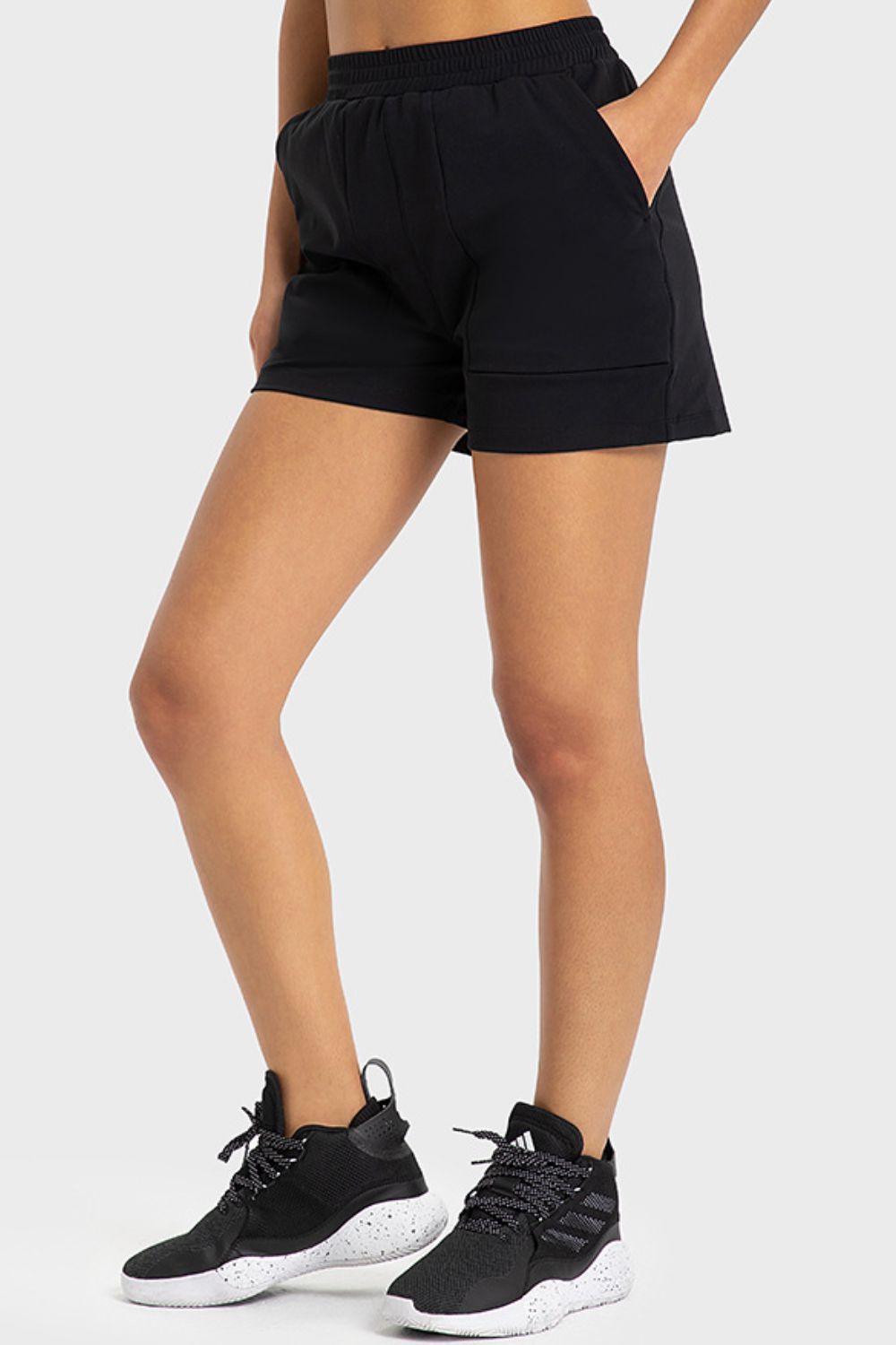 Sporty & Spirited Elastic Waist Sports Shorts with Pockets