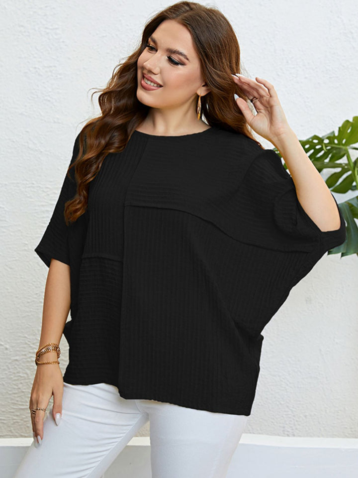 Yes Please Plus Size Seam Detail Half Sleeve Top