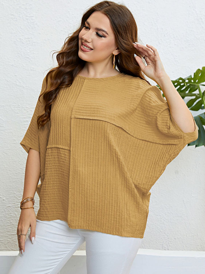 Yes Please Plus Size Seam Detail Half Sleeve Top